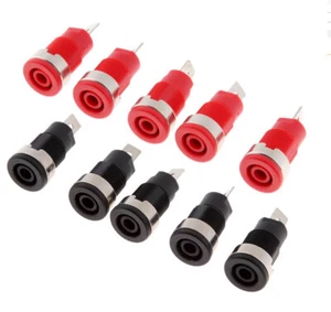 ✅ 10x Einbaubuchse 4mm Rot Schwarz Laborbuchse Bananenbuchse Sicherheitsbuchse - Afbeelding 1 van 4