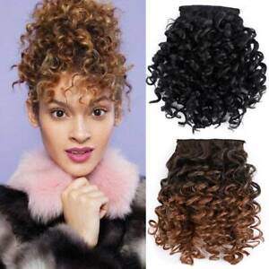 Human Clip In Front Bangs Hair Extensions Afro Kinky Curly As Human Wavy Fringe
