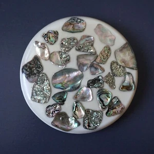 Abalone Shell Resin Lucite Trivet Hot Plate Wondermold 5-1/2" Vintage **READ - Picture 1 of 17