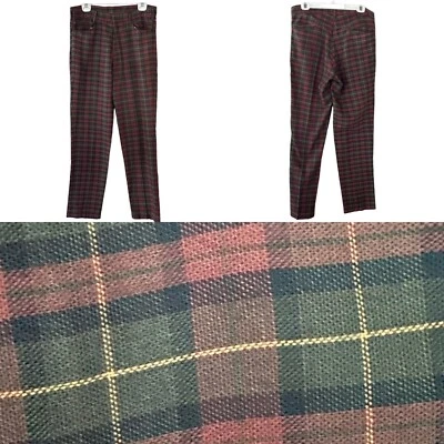 Vintage 60s Sears Plaid Trousers Golf Pants 34x32 Straight Leg Grandpa Dad Brown - Image 1 of 4