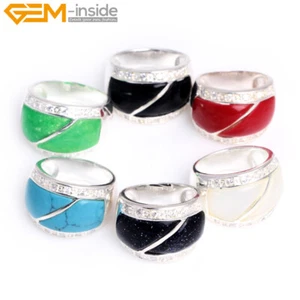 Rechteckiger Sandstein Koralle Tibetisches Silber Sockel Modeschmuck Ring Geschenk 16x22mm - Bild 1 von 25