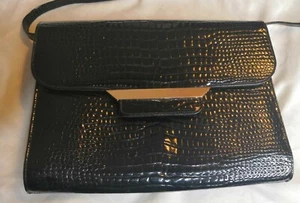 Bolso de mano vintage de cuero de cocodrilo J. Miller negro - Imagen 1 de 5