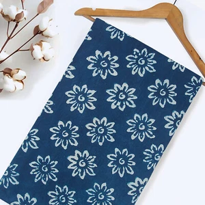 By The Yard Indigo Blue Cotton Floral Print Sewing Fabric Dress Quilting Fabric - Picture 1 of 9