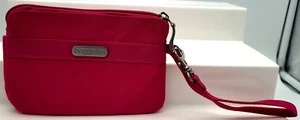 Baggalini Armband Clutch lila Schale orange Futter Nylon 6,75 Zoll breiter Reißverschluss Druckknopf - Bild 1 von 9