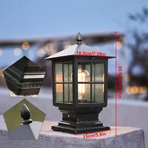 Vintage Black Lantern Garden Fence Pillar Set Outdoor Lamp Post Light Fixture - Picture 1 of 13