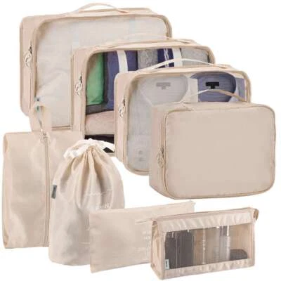 Juego organizador de 8 piezas de cubos de embalaje de equipaje para almacenamiento de ropa de viaje Foto 1 de 4
