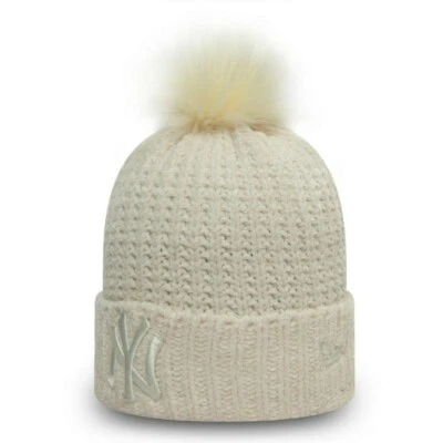NEW ERA NEW YORK YANKEES WOMENS STONE BOBBLE BEANIE KNIT WOOLLEY HAT