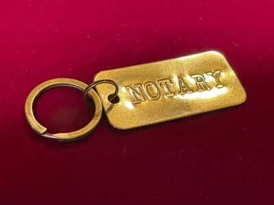 Notary Public Hand Made Stamped Brass Key Ring - Key Chain /Awards Key Keeper - Photo 1/4