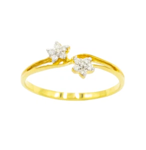 Phikun flower ring 9k gold 1.1 gram Natural Diamond 0.09 carat ring size 7 - Picture 1 of 6