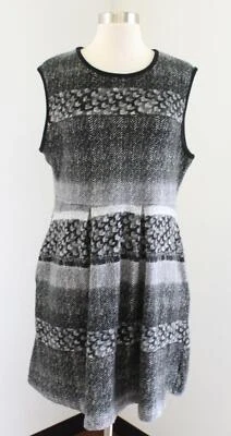 Aryeh Gray Black Printed Knit Sleeveless Sweater Dress Size XL Herringbone - Image 1 of 4