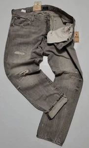 POLO RALPH LAUREN SULLIVAN DISTRESS REPAIRED MENS SLIM FIT ZIPFLY GRAY JEANS - Picture 1 of 8