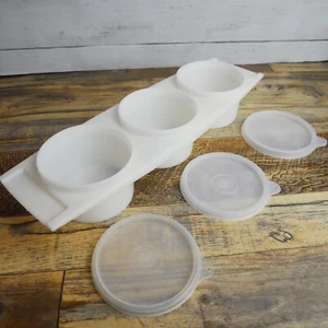 Bandeja de servidor de condimentos Tupperware Relish vintage 3 compartimentos #732 con 3 tapas - Imagen 1 de 10