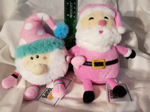 2 Nuevos 2 Cucharadas Mini Peluche: 9" Rosa Alegre Santa y 8" Elfo Gnomo 2021 Navidad  - Imagen 1 de 8