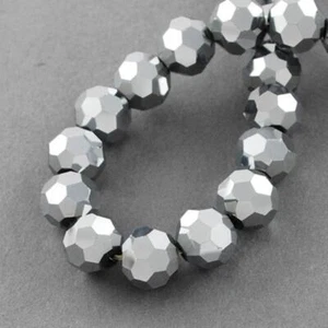 FACETED ROUND CRYSTAL GLASS BEADS 4mm 6mm 8mm COLOUR CHOICE - Picture 1 of 30