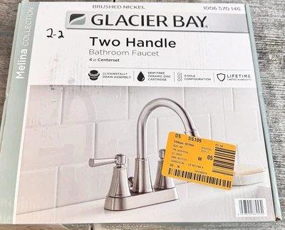 Glacier Bay Melina 4 pulgadas Grifo de baño de arco alto doble asa Centerset en Bru Foto 1 de 2