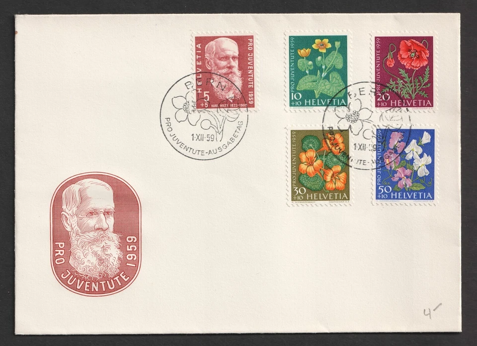 1959 Switzerland Wild Flowers. Pro Juventute FDC. Bern First Day Cover - Image 1 of 1