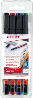 Edding 141 F OHP-Marker 4er Etui sortiert permanent 0,6 mm 141F-4S - Bild 1 von 4