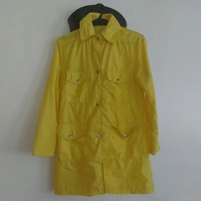 Vintage British Mist Small Yellow Nylon Pockets Lined Trenchlike Raincoat Mac - Image 1 of 4