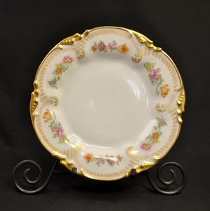 JPL Pouyat Limoges Plate 9 3/4" Multi-Color Hand Painted Floral w/Gold 1906-1932 - Picture 1 of 10