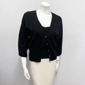 Rebecca Moses Cardigan & Top Set NWT Black 100% Cashmere Made in Italy Sz. L S/M - Picture 1 of 11
