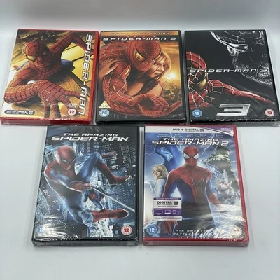Spider-Man 1-3 / Amazing Spider-man 1 & 2 [DVD] 5 x Film Bundle • UK R2 • Sealed - Image 1 of 4