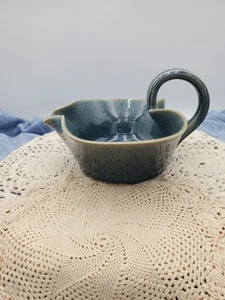 Handgefertigter Keramik T-Licht Kerzenhalter mit Griff 6 x 6 x 3,5" - Bild 1 von 8