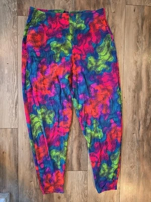 Mens Baggy Pants Vtg 80s  Neon Gym Muscle MC Hammer parachute Medium USA - Image 1 of 4