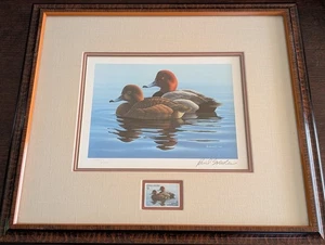 1982 MINNESOTA DUCK STAMP FRAMED PRINT REDHEADS BY PHIL SCHOLER SIGNED - Picture 1 of 4