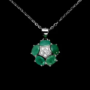925 Sterling Silver Necklace Oval Emerald 5x4mm Natural Gemstone Jewelry 18 Inch - Picture 1 of 13