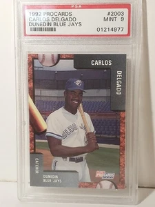 1992 FLEER PROCARDS CARLOS DELGADO #2003 DUNEDIN BLUE JAYS ROOKIE PSA MINT 9 - Picture 1 of 2