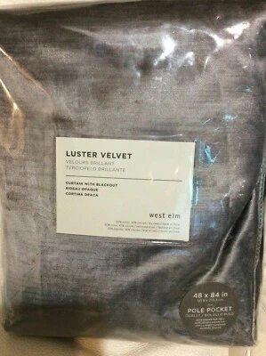West Elm One (1) Luster Velvet Blackout Curtain 48x84 Pewter Grey NWT - Image 1 of 2