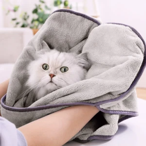 Pet Quick Absorbent Towel Kitten Bath Bathing Cleaning Supplies Hand Inserted - Picture 1 of 5