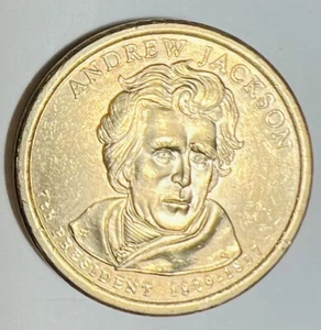 2008 One Dollar $1 Golden Colored Presidential Coin Andrew Jackson - Picture 1 of 2