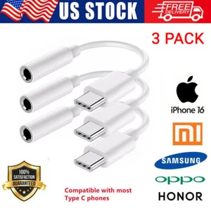 USB-C Type C Adapter Port to 3.5MM Aux Audio Jack Earphone Headphone Cable 3Pack - Picture 1 of 12