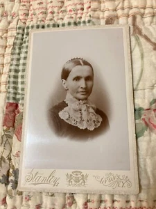 Lyons New York  Antique Cabinet Photo FANCY Woman Grandma Headdress Shiny Finish - Picture 1 of 24