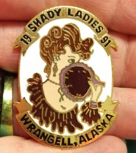 Wrangell Alaska Pin 1991 Shady Ladies - Lady with a fan - Beautiful Pin! - Bild 1 von 2