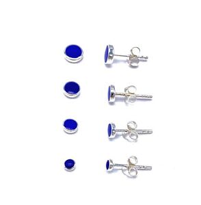 925 Sterling Silver Button Ball Stud Earrings Blue Lapis Lazuli Small to Big