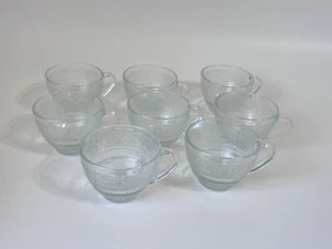 KIG Set Of 8 Vintage Glass Lace Embossed Coffee, Tea cup - Picture 1 of 6