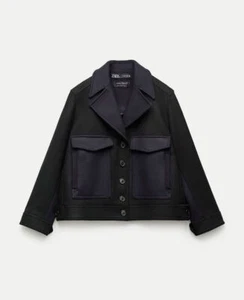 NEU ZARA ZW COLLECTION CONTRAST CROP WOOL MANTECO COAT SIZE M 8267/744 RARE - Bild 1 von 4