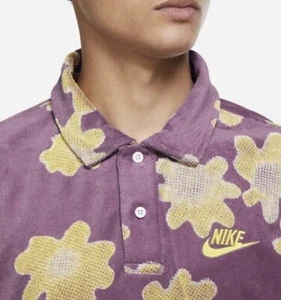Mens Nike Sportswear Short Sleeve Polo Shirt Bordeaux Flower Size L DM5032-507 - Picture 1 of 3