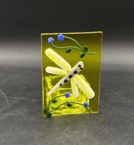 Fused Art Glass Dragonfly Art Figurine Unique Artistic Tea Light Candle Holder - Picture 1 of 10