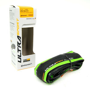Continental Ultra Sport III 700x25 Black/Green Folding PureGrip Road Bike Tire