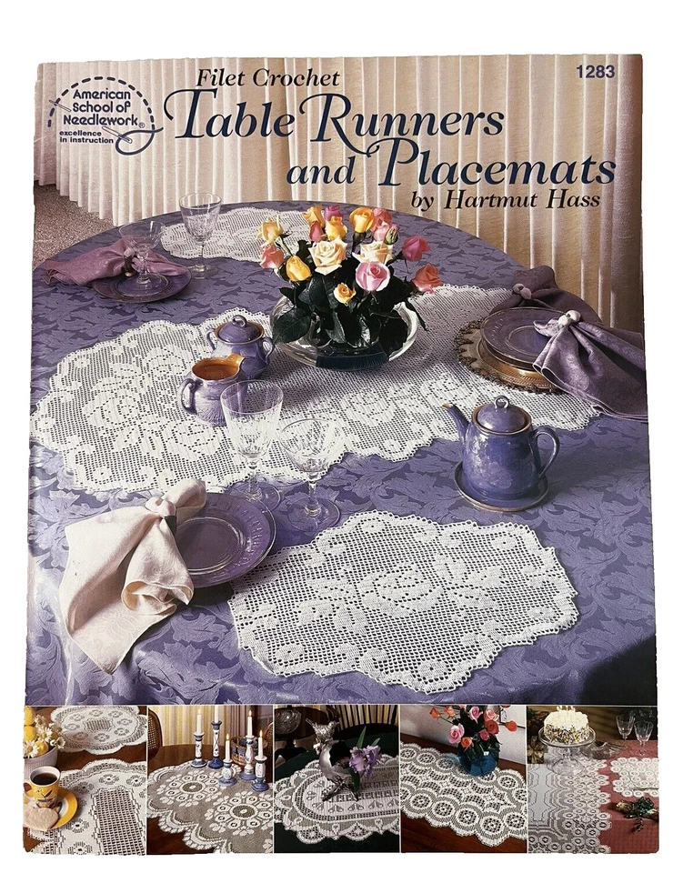 American School Needlework Filet Crochet Table Runners Placemats Pattern Booklet - Image 1 of 3