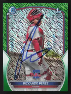 Rickardo Perez Signed 2023 Bowman Chrome 1st Green Shimmer /99 # BCP-27 Phillies - Picture 1 of 2