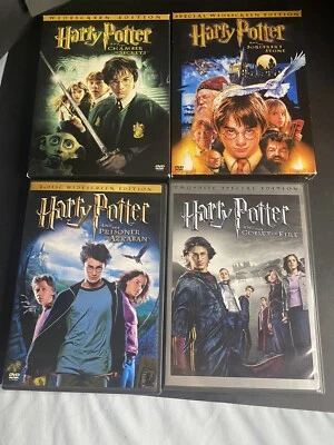 Harry Potter 4 DVD Lot Chamber of Secrets-Goblet-Prisoner-Sorcerers wide screen - Image 1 of 4