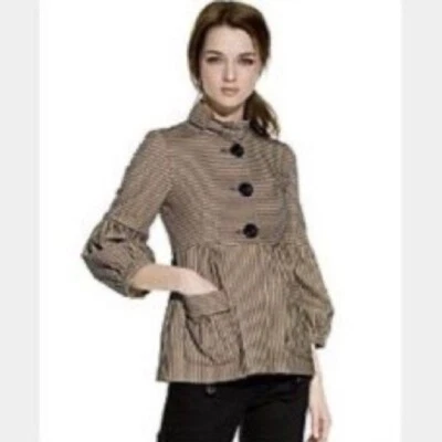 ABRIGO VINTAGE Y2K NANETTE LAPORE CREMA NEGRO TERCIOPELO RAYAS Foto 1 de 4