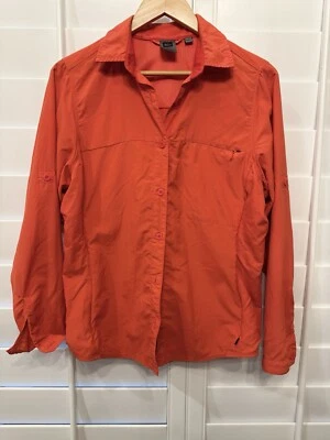 REI Orange Button-Up Outdoor Hiking Fishing Vented LS Women's Top L - Imagem 1 de 4