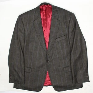 Magee Ireland Mens Sport Coat 48R Green Herringbone Blue Plaid Wool Blend Jacket - Picture 1 of 8