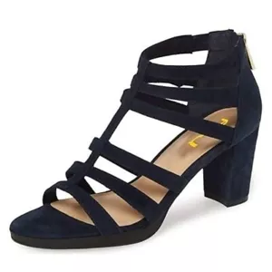 FSJ Women Chunky Mid High Heel Sandals Open Toe T-Strap Pumps Cutout Dress Party - Picture 1 of 8