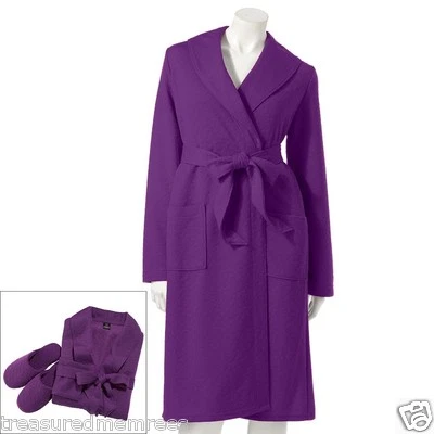 Juego de 2 piezas de bata y pantuflas para ropa de dormir ~ talla mediana (8-10) ~ púrpura ~ nuevo con etiquetas Foto 1 de 4